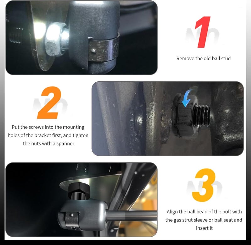 Figpade 4PCS 10mm Ball Stud with 4PCS Nuts Kit,Sturdy Gas Struts Studs with 5/16-18 Thread x 3/5" Long Shank Fits Gas Spring Strut,Practical Lift Support Strut Ball Stud - Image 5